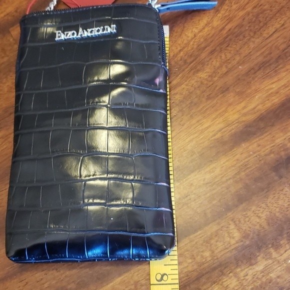 NWT Enzo Angiolini crossbody phone wallet FAUX Snake-skin Black - Picture 6 of 7